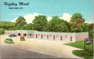 VINTAGE POSTCARD HIGHLEY MOTEL & OLD CARS SALT LICK KENTUCKY