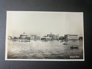 Mint Singapore Postcard RPPC Singapore Bund Water Boats Ships City