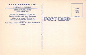 J59/ Battle Creek Michigan Postcard Linen Lassen Pontiac Cadillac Dealer 294 