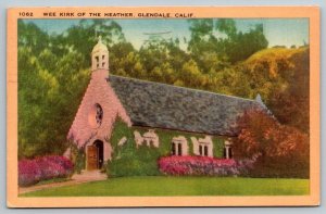 Vintage California Postcard - Wee Kirk of the Heather - Glendale - 1945