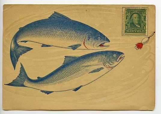 Monterey Bay CA Fishing Advertising Folded Postcard