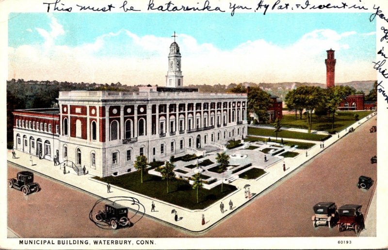 Connecticut Waterbury Municipal Building 1945 Curteich