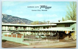 CARSON CITY, Nevada NV~Roadside CARSON CITY TRAVELODGE Motel 1950s Cars Postcard