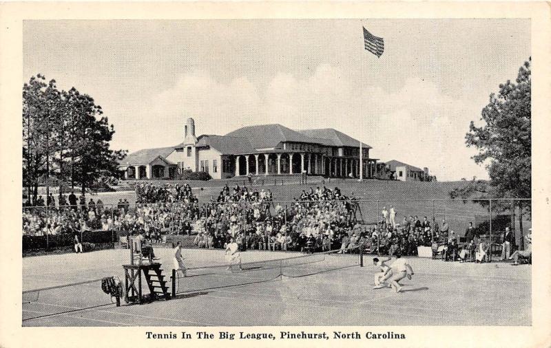 C30/ Pinehurst North Carolina NC Postcard c40s Tennis Court Big League Match