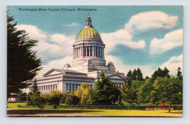 Capitol Building Olympia Washington WA UNP Linen Postcard J17