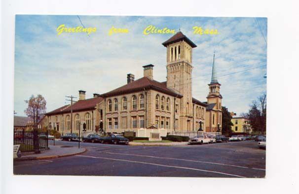 Clinton MA Street View Old Cars Vintage Store Fronts Postcard