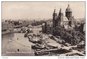 RP, Boats, Prins Hendrikkade Met St. Nicolaaskerk, Amsterdam (North Holland),...