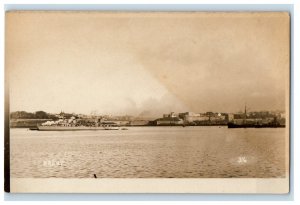 c1920's A View Of Brest France, Steamer Ship RPPC Photo Vintage Postcard 