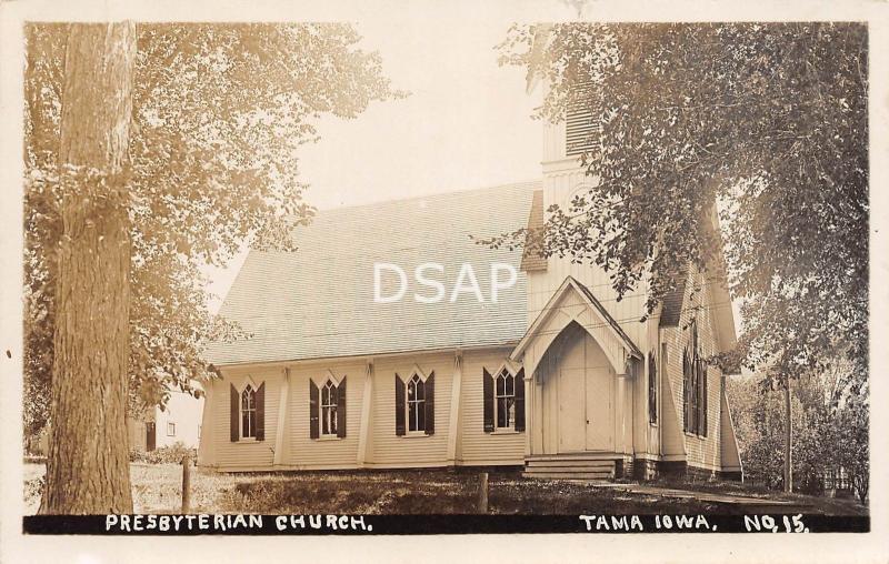 Iowa Ia Postcard Real Photo RPPC c1910 TAMA Presbyterian Church Building