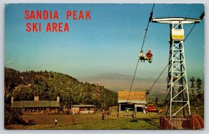Albuquerque New Mexico~Sandia Crest Peak Ski Lift~Lodge Bldg~1950s Postcard