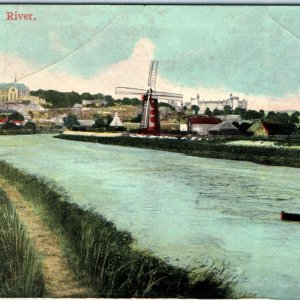 c1900s Arundel, South Downs, West Sussex, England River Canoe Postcard A81