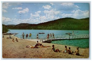 1955 Private Sandy Beach Laurentians Resort La Provice De Quebec Canada Postcard