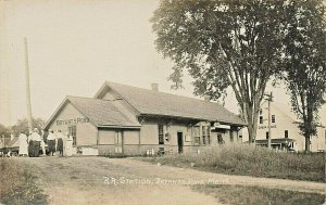 Bryant Pond ME Railroad Station Train Depot Real Photo Postcard
