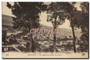 Old Postcard Menton Vue Generale between Pins