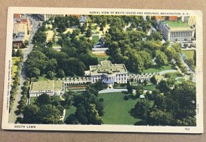 .01 LINEN PC - UNUSED - AERIAL VIEW OF WHITE HOUSE & GROUNDS, WASHINGTON, D.C.