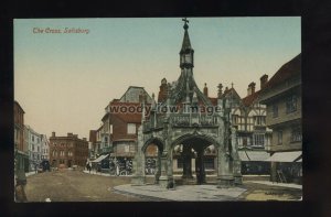 TQ3464 - Wiltshire - The Cross Monument & Shops in Salisbury Town - postcard 