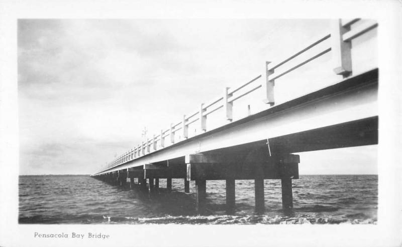 Pensacola Florida Bay Bridge Real Photo Antique Postcard K107248
