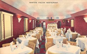 New York Brooklyn Marta's Italian Restaurant Vintage Postcard EE32