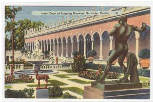 Inner Court Ringling Museum Sarasota Florida linen postcard