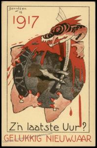 WWI Holland Dutch Anti-War Artist Graphic Advertising Postcard 82158