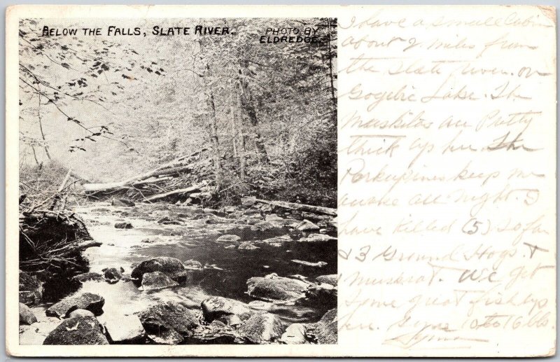 Below The Falls State River Waterfall in Michigan MI Antique Posted Postcard
