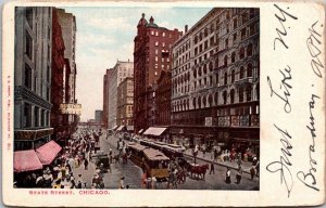 Illinois Chicago Trolleys On State Street 1906