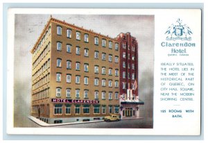 c1920s Clarendon Hotel Near Modern Shopping Square Quebec Canada Postcard