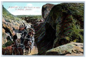 Bullfrog Nevada Postcard Hold Up US Mail Coach Horse Carriage Rocks 1910 Vintage