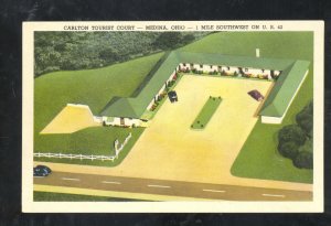 MEDINA OHIO CARLTON TOURIST COURT MOTEL VINTAGE ADVERTISING POSTCARD
