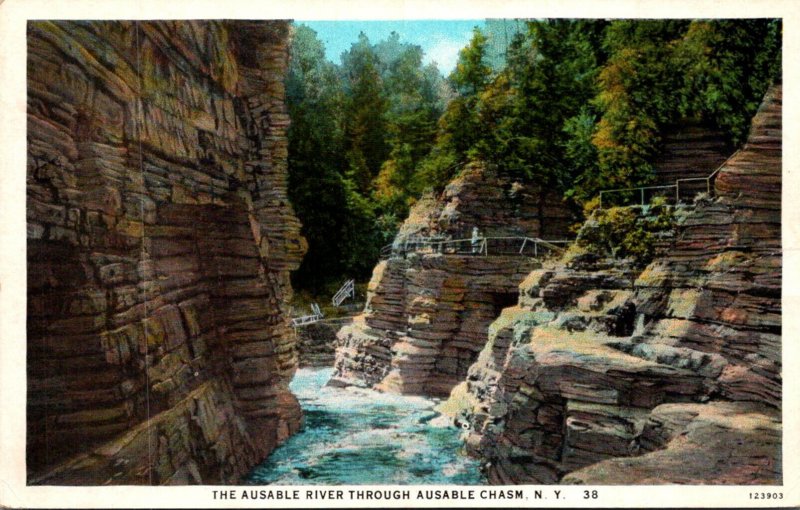 New York Adirondacks The Ausable River Throungh Ausable Chasm Curteich