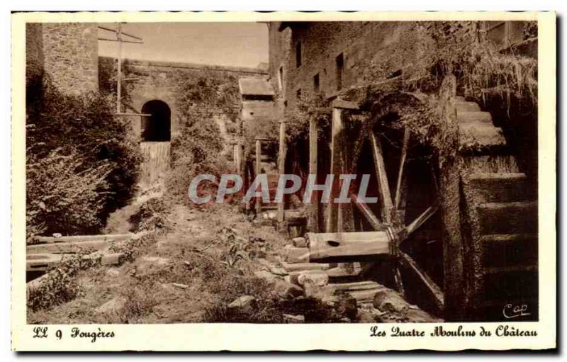 Old Postcard Fougeres Chateau The four mills of the castle