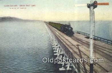 Lucin Cut Off, Great Salt Lake, Utah, UT USA Trains, Railroads Unused crease ...