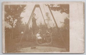 RPPC Swing Face to Face Women Children Playing c1907 Postcard D26