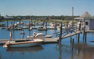 Cape Cod Marina Speedboat Waterfront 1970s USA Postcard