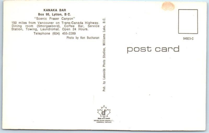 KANAKA BAR, BRITISH COLUMBIA B.C. Canada   STREET SCENE  ca 1970s   Postcard