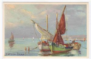 Fishing Boats art artist signed Busele #2 postcard