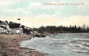 SURF BATHING ENGLISH BAY VANCOUVER B.C. CANADA POSTCARD EXCHANGE 1908
