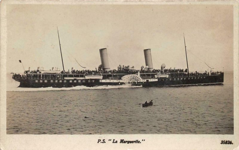 RPPC P.S. La Marguerite Liverpool North Wales Steamship 1924 Vintage Postcard
