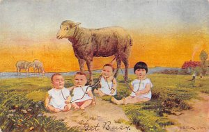 Get busy, sheep nursing four children Baby bottle Pu 1910 