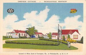 Nicholasville Kentucky Lakeview Cottages Linen Antique Postcard K27733