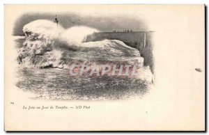 La Jetee a Day Storm Lighthouse Lighthouse - Old Postcard