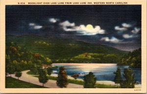 Postcard NC Moonlight over Lake Lure from Lake Lure Inn