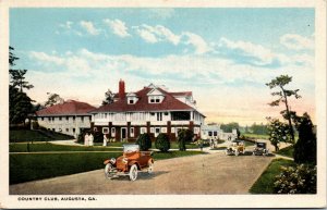 Postcard GA Augusta Richmond County Augusta Country Club Old Cars 1920s H14