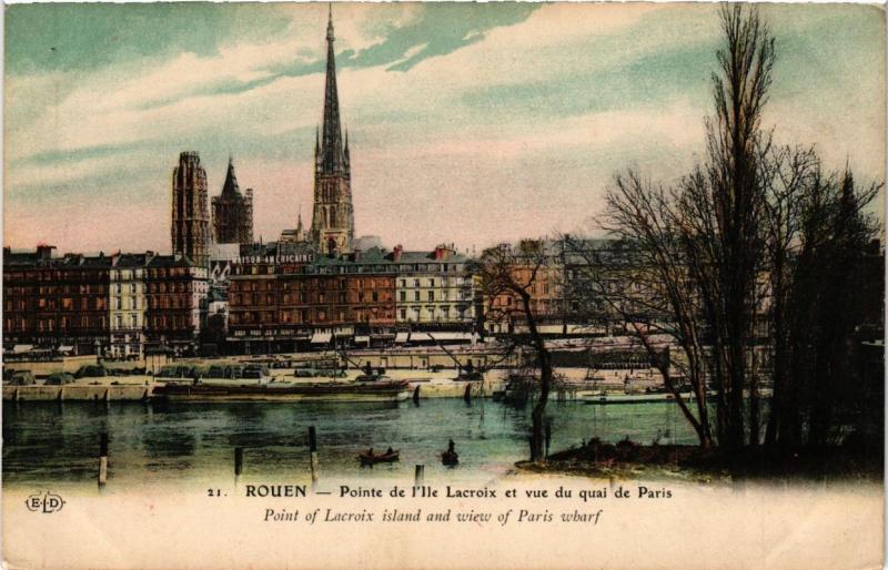 CPA ROUEN-Pointe de l'Ile Lacroix et vue du quai de PARIS (269309)
