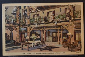 Glacier National Park, MT - Lobby, Lake McDonald Hotel - 1942