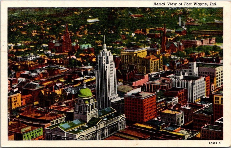 Indiana Fort Wayne Aerial View 1955 Curteich