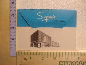 Postcard Folder You'll Enjoy Shopping At Simpson's Toronto, Canada