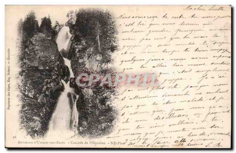 Old Postcard Uriage les Bains Surroundings Cascade of Oursiere