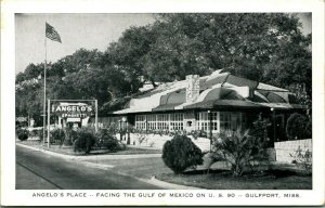 Angelo's Place Roadside Spaghetti Diner Gulfport Mississippi MS UNP WB Postcard