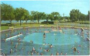 Municipal Swimming Pool, Riverview Park, Clinton, Iowa, IA, Chrome